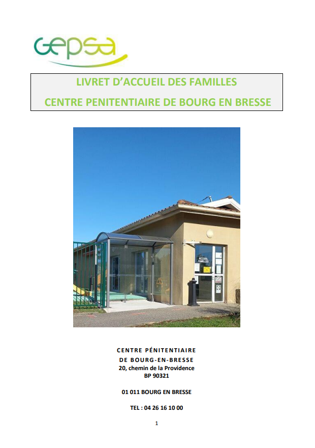 livret accueil des familles centre pénitentiaire de Bourg-en-Bresse