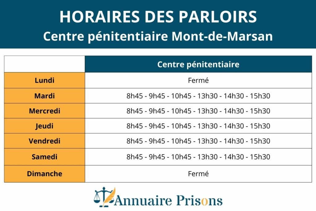 Horaires parloirs prison Mont-de-Marsan