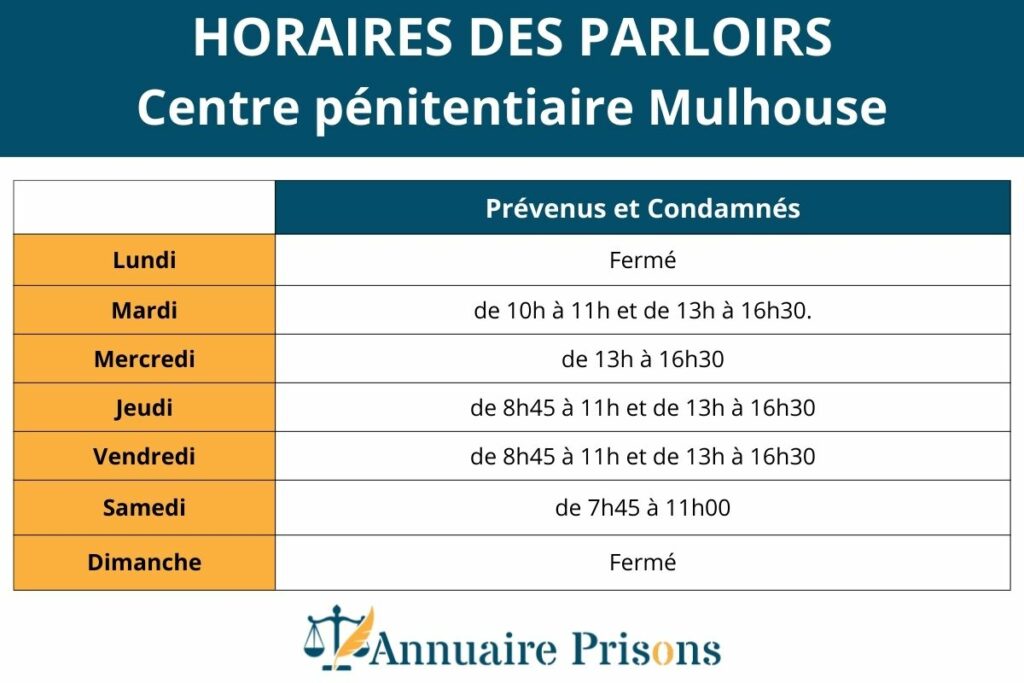 horaires parloirs prison Mulhouse