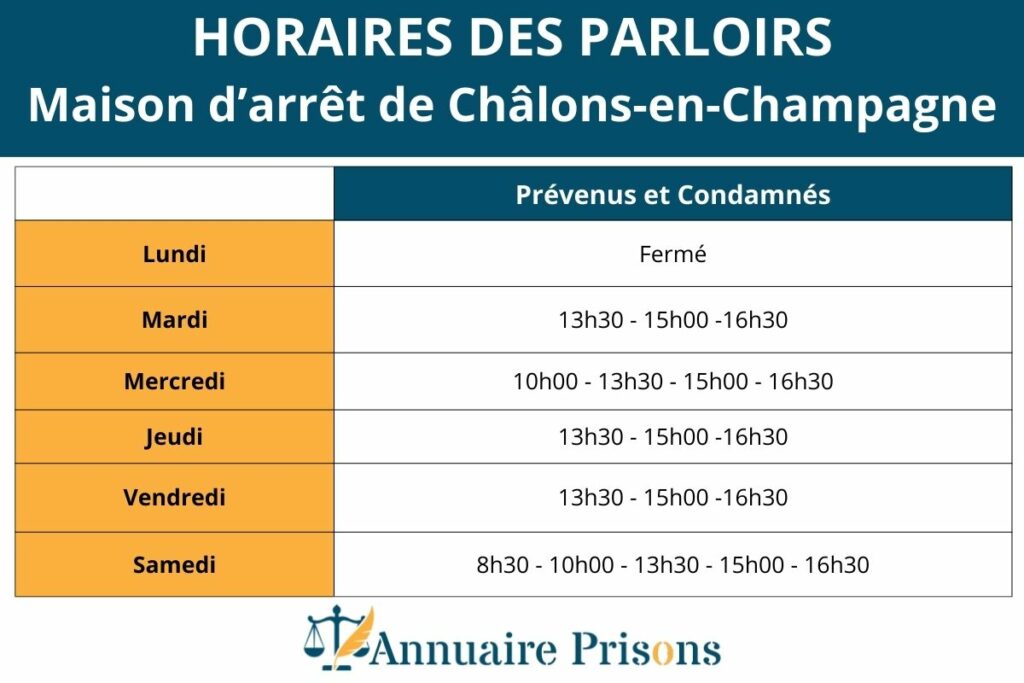 horaires parloirs prison Châlons-en-Champagne