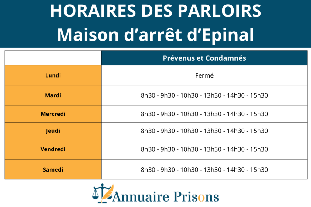 horaires parloirs prison épinal