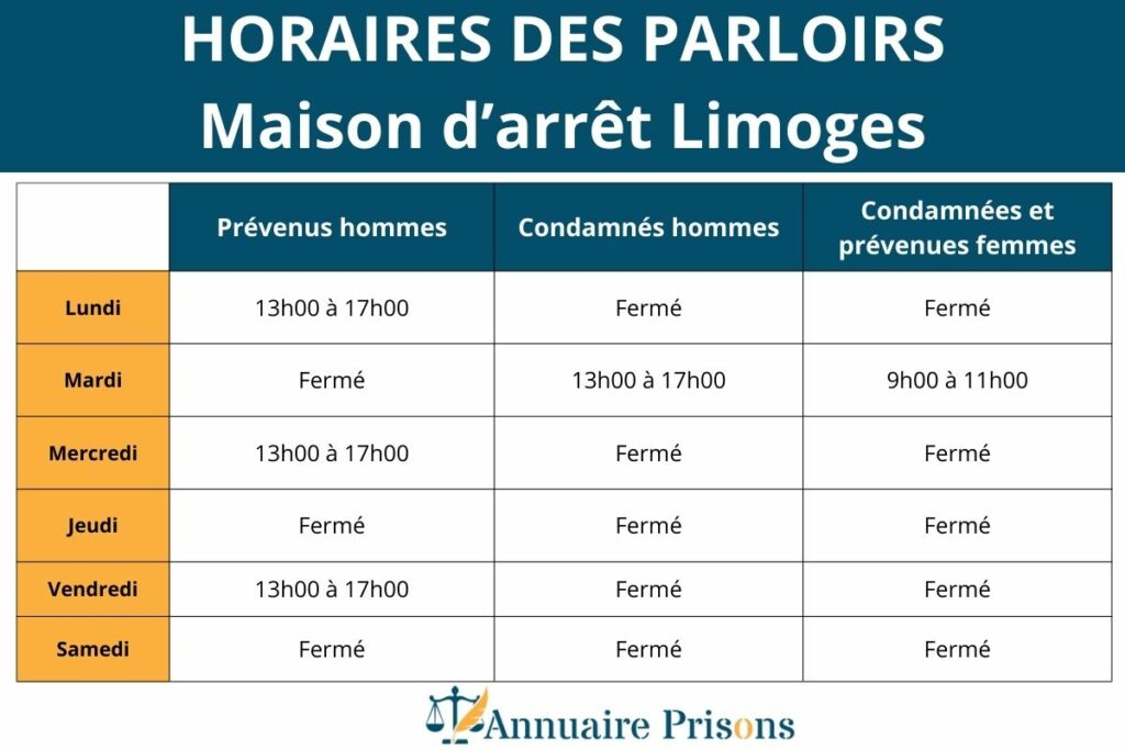 horaires parloirs prison Limoges