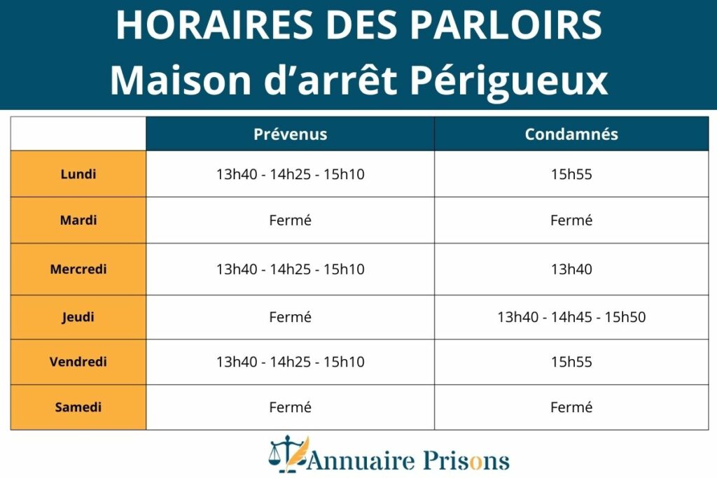 horaires parloir prison périgueux