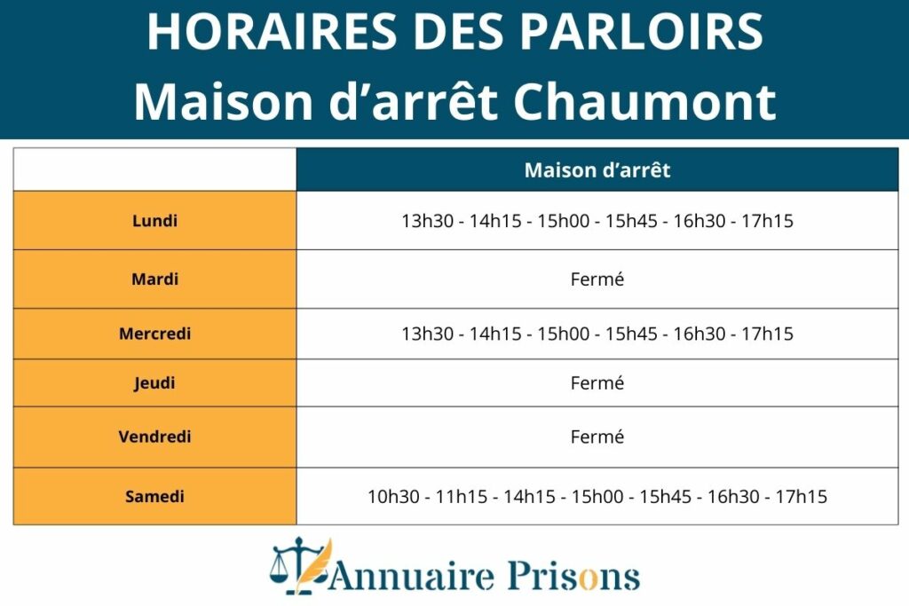 Horaires parloirs prison Chaumont
