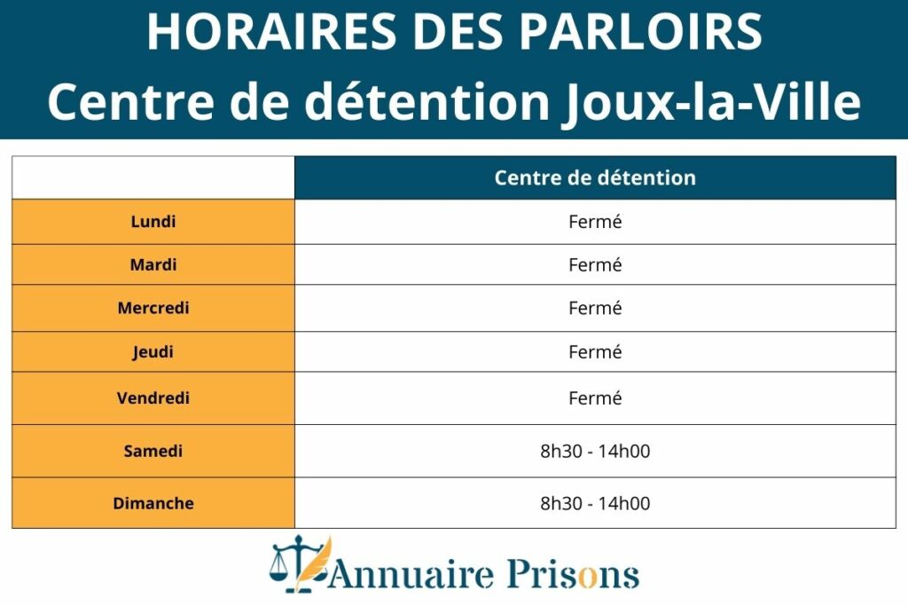 horaires des parloirs à la prison Joux-la-Ville