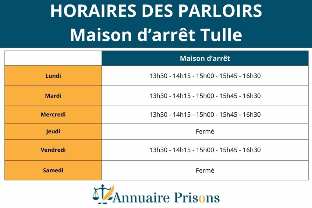 Horaires parloirs prison Tulle