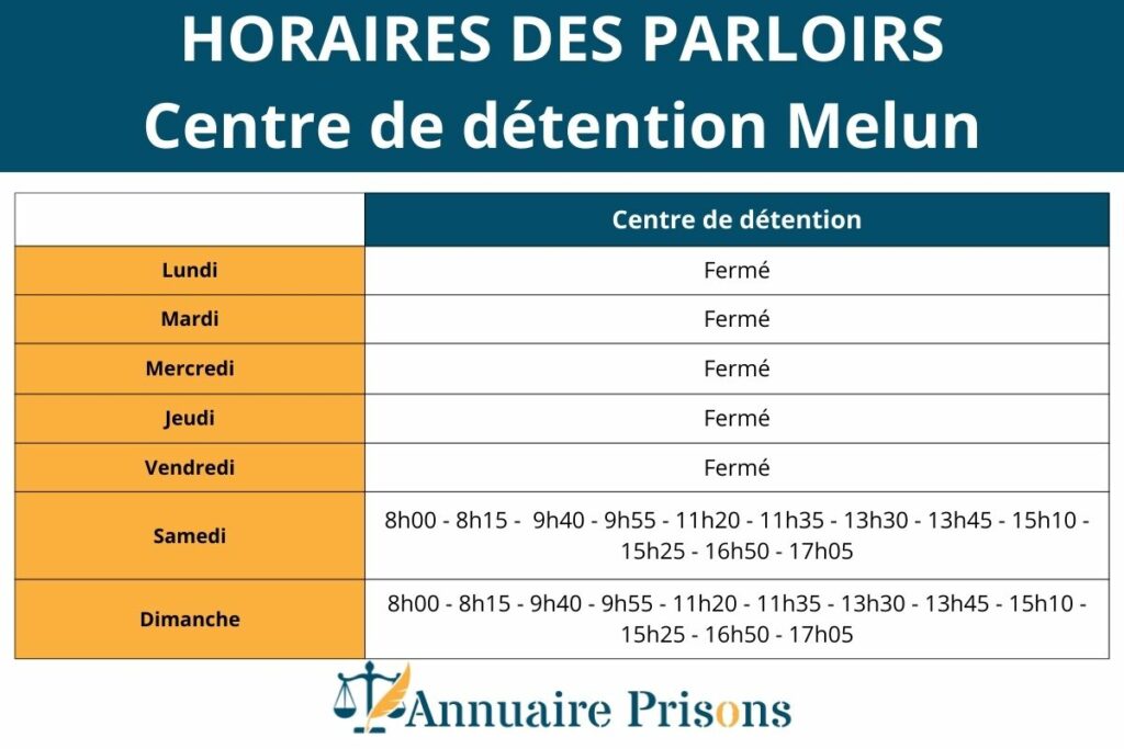 horaires parloirs au centre détention Melun