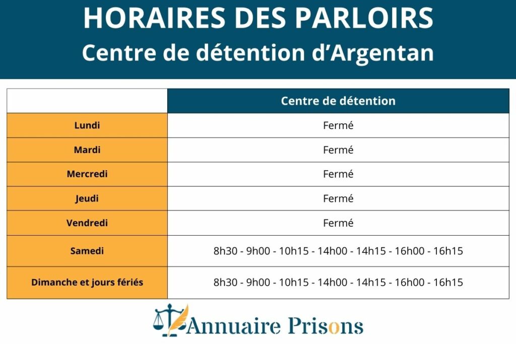 horaires des parloirs au centre de détention d'Argentan