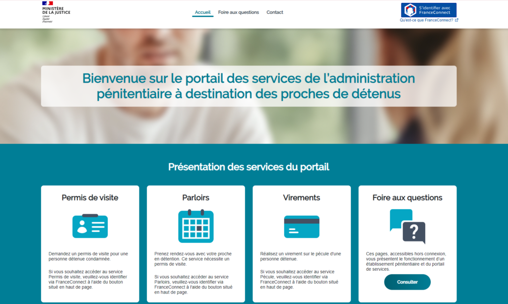 Portail Penitentiaire-justice.fr site internet page d'accueil