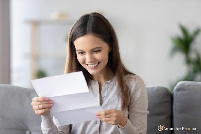 femme heureuse devant nouvelle mari prisonnier