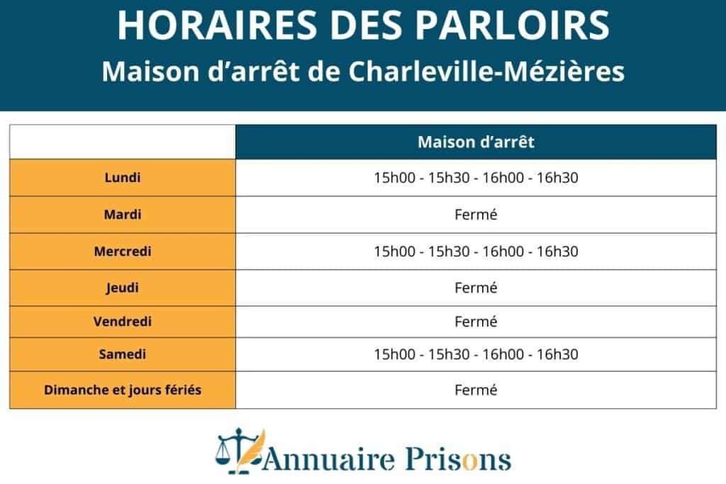 Horaires des parloirs à la maison d'arrêt de Charleville-Mezieres